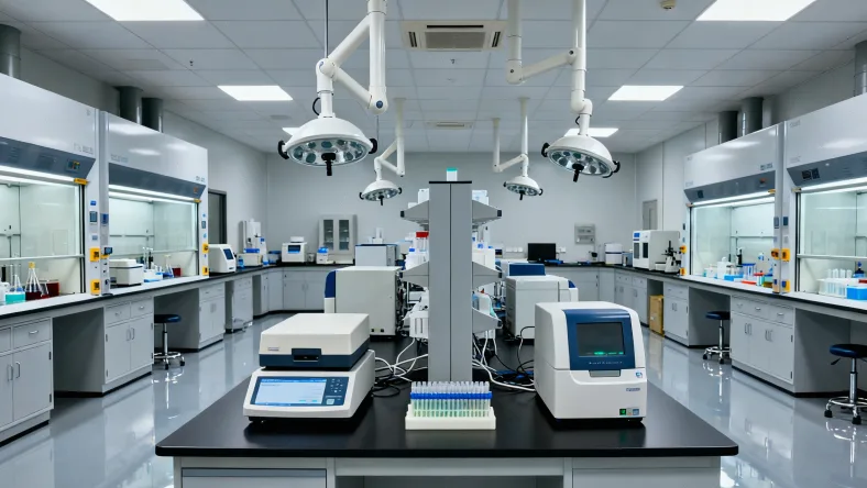 医生与患者家庭共同查看检测报告并沟通