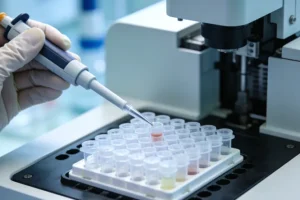 护士为患者进行静脉采血操作