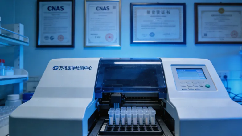 一位患者拿着基因检测报告与医生沟通的插画