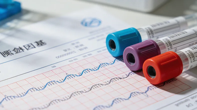 医生在诊室内,与患者面对面交流,手指向报告