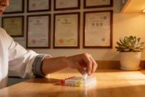 医生与患者讨论基因检测报告