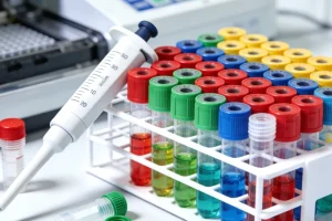 一位中年男性患者手持基因检测报告，面露疑惑