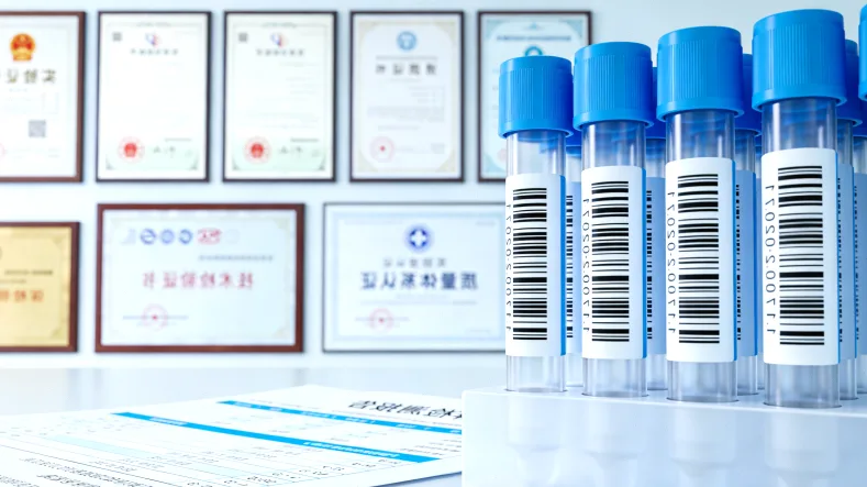 实验室人员从血液样本中提取DNA的示意图