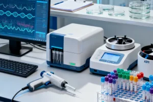 女性查看日历标记紊乱的月经周期