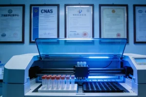 一个人困惑地看着基因检测报告和一杯牛奶