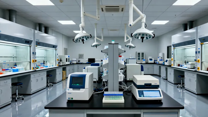 医生在诊室向患者解释基因检测报告