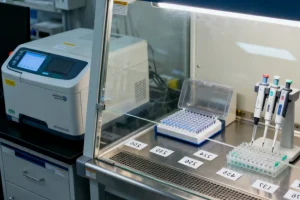 一家人围坐餐桌看基因检测报告的场景