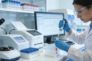 护士正在采集血液样本用于基因检测