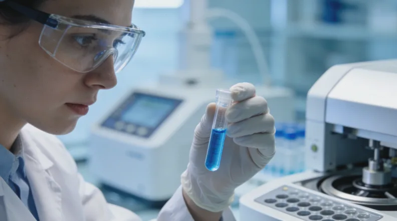 病理医生在显微镜下观察乳腺癌组织