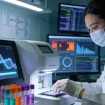 病理医生在显微镜下观察组织切片