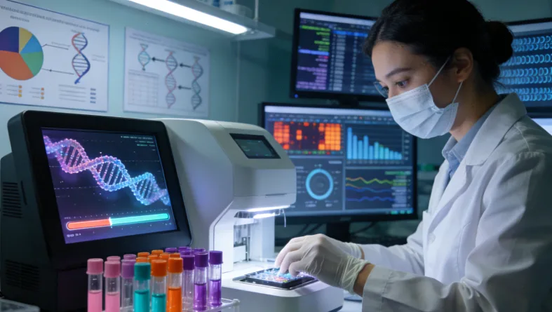 病理医生在显微镜下观察组织切片