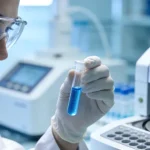 病理科医生在实验室处理肠癌组织标本