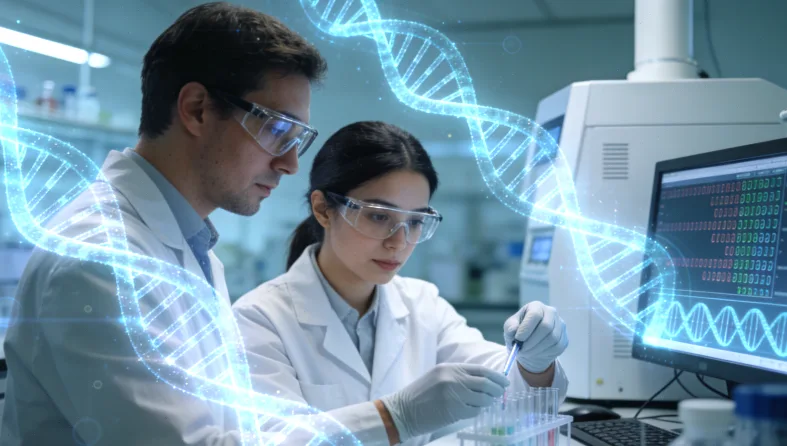 医生与晚期肠癌患者咨询基因检测