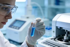 一位女性患者在看基因检测报告，表情困惑