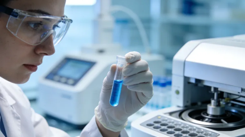 一位女性患者在看基因检测报告，表情困惑