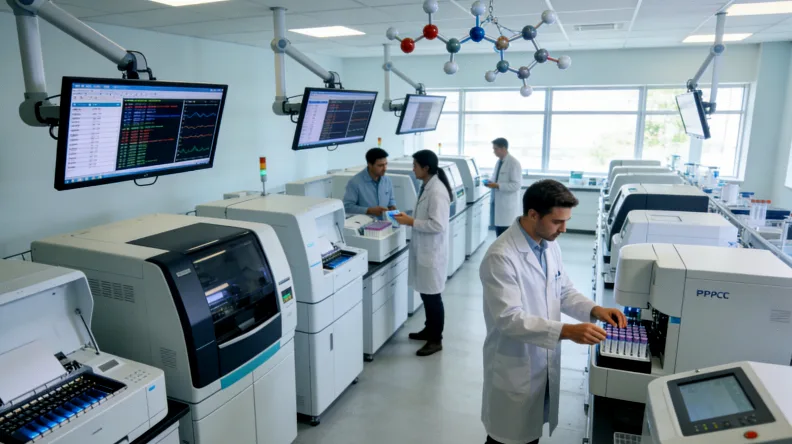 病理医生在显微镜下观察组织切片