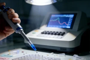 病理科医生操作测序仪工作场景