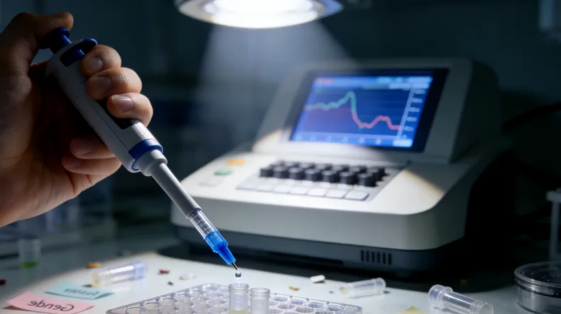 病理科医生操作测序仪工作场景