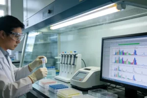 孕妇在医院抽血检测AFP的场景