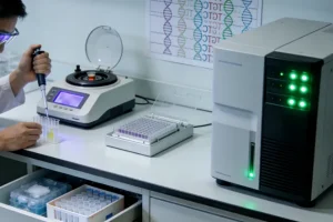 三甲医院基因检测实验室内部工作场景