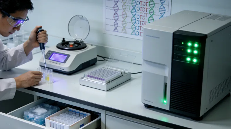 三甲医院基因检测实验室内部工作场景