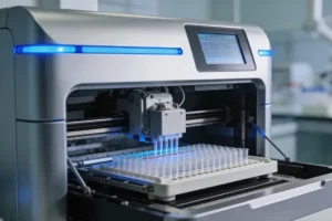 基因检测实验室技术人员操作DNA测序仪