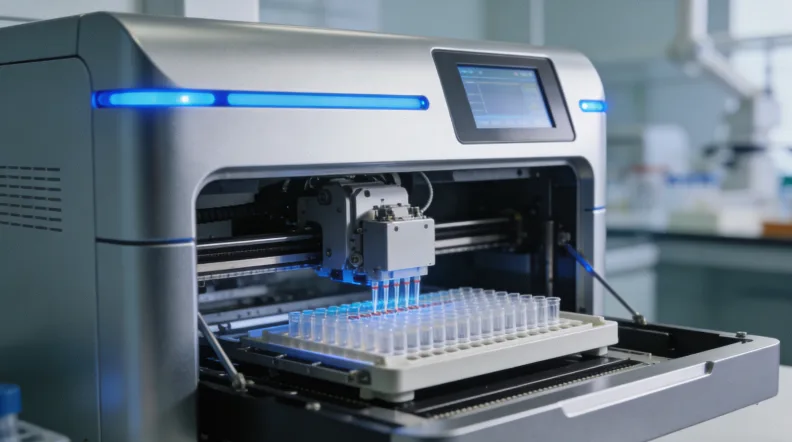 基因检测实验室技术人员操作DNA测序仪