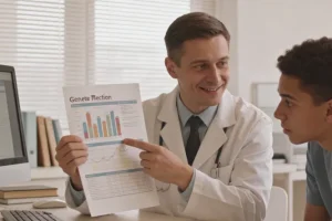 医生为患者讲解基因检测报告