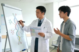 病理科医生处理肺癌组织切片