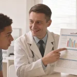 一位女士面对打开的基因检测报告面露疑惑