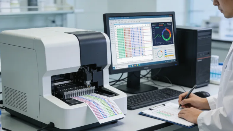 医生与肠癌患者查看复查CT片