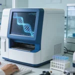 医生在诊室快速翻阅基因检测报告