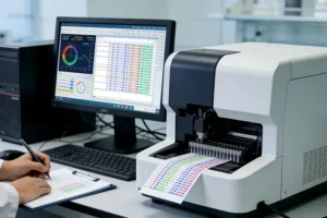医生与患者共同查看基因检测报告
