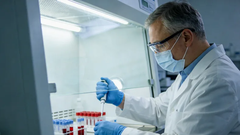 医生与患者讨论病理报告示意图