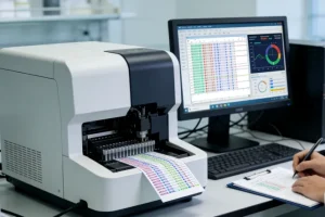 实验室科学家在CAP认证实验室内操作NGS测序仪