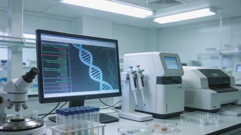 基因测序实验室内部工作流程示意