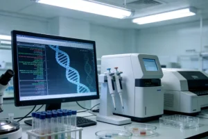 数字PCR微滴生成与检测原理示意图