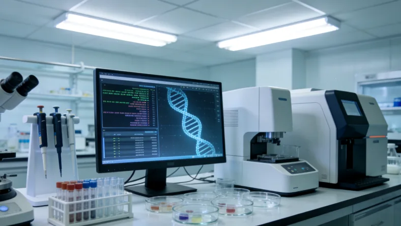 病理科医生在显微镜下观察组织切片