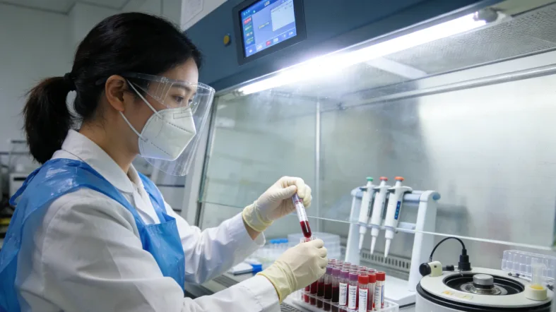 免疫组化检测显示MLH1和PMS2蛋白缺失的病理切片图