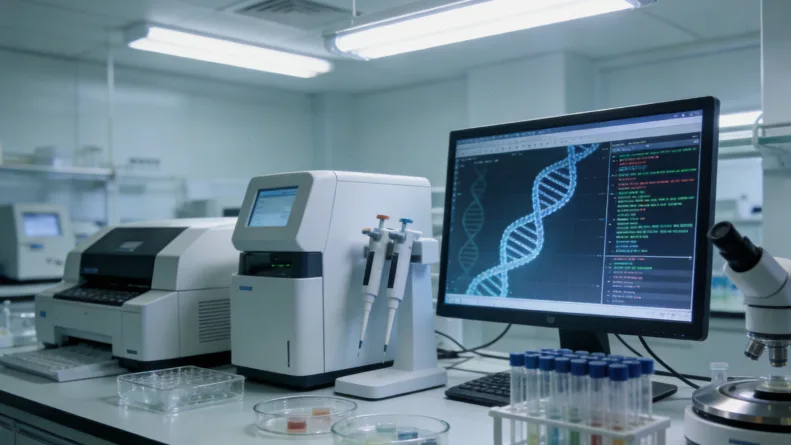 病理科医生正在显微镜下观察组织切片