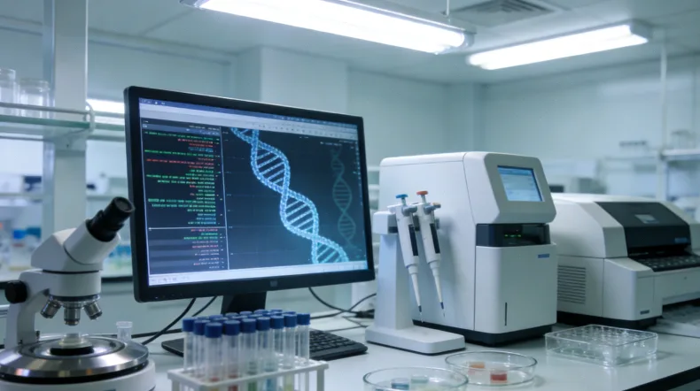 病理医生在显微镜下观察组织切片