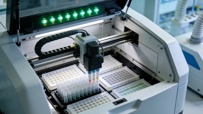 一位医生正在向患者展示基因检测报告示意图