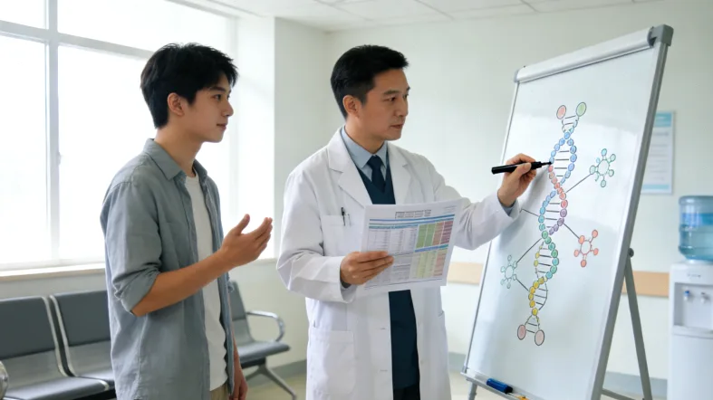医生与卵巢癌患者沟通基因检测报告的场景