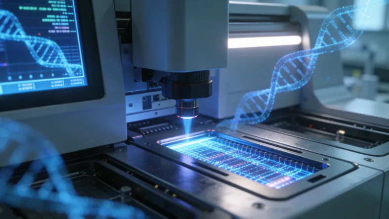 医生与患者共同查看基因检测报告示意图