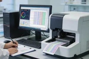 医生与患者共同查看基因检测报告