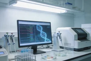 医生与患者共同查看基因检测报告