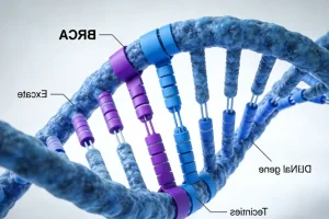 医生与患者共同查看基因检测报告示意图