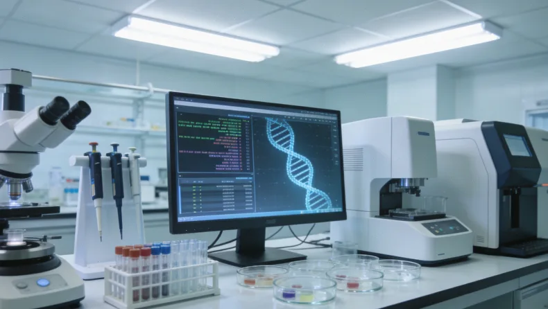 实验室技术人员进行基因检测分析