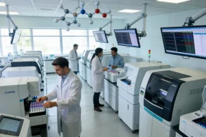 医生与患者共同查看病理报告