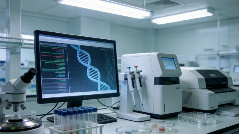 医生与患者共同查看检测报告并沟通治疗方案